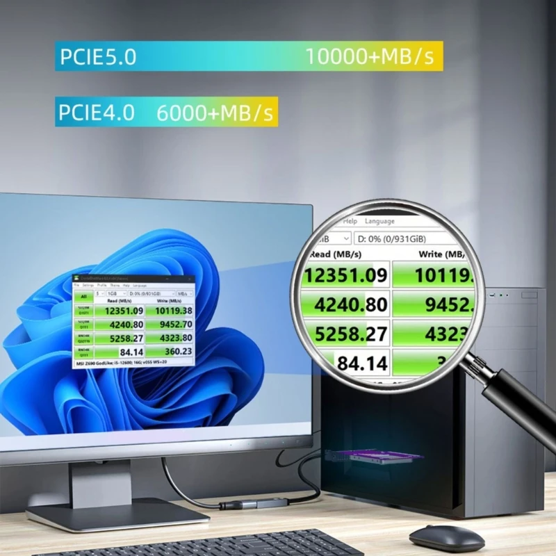 Карта адаптера расширения PCIe 5.0 NVMe для твердотельных дисков PCIExpressX4 Gen5 128 Гбит/с