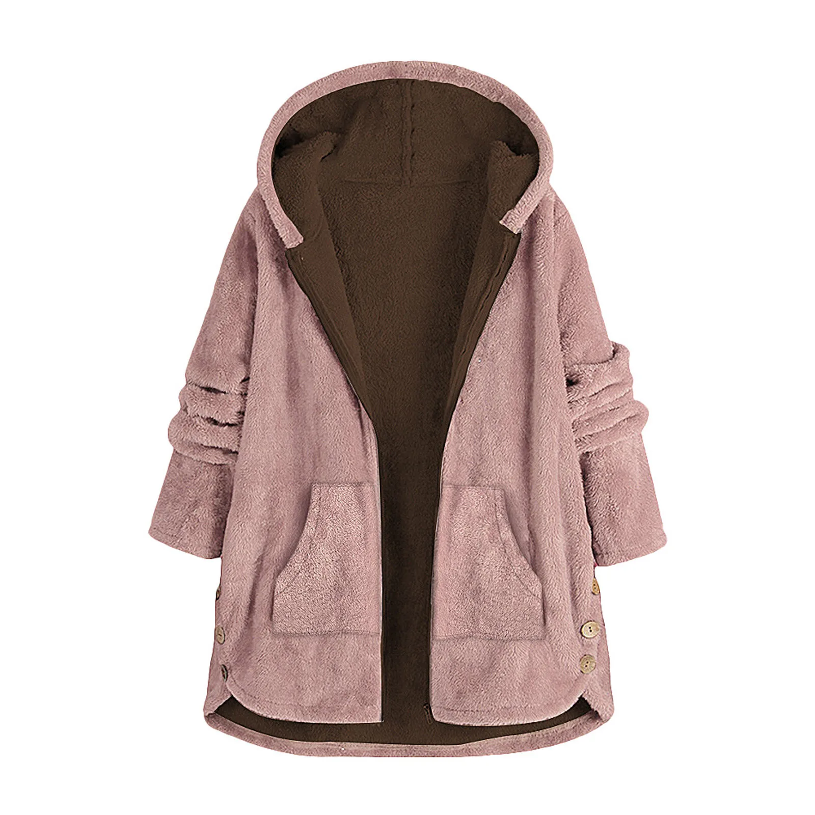 

Women's Thickened Overcoat Solid Color Warm Trendy Winter Fleece Lined Hoodie Sweatshirt women's fashion casual warm jacket