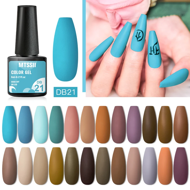 Mtssii Blue Gray Series Nail Polish Color Gel 6ml Soak Off UV Gel Varnishes Winter Nail Art Design DIY Nail Base Matte Top Coat