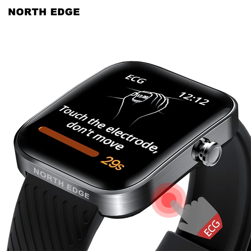 

NORTH EDGE ECG Smart Watch Men Women 2023 Sports Fitness Blood Pressure Oxygen Body Tempeature Stress Smartwatch For IOS Android