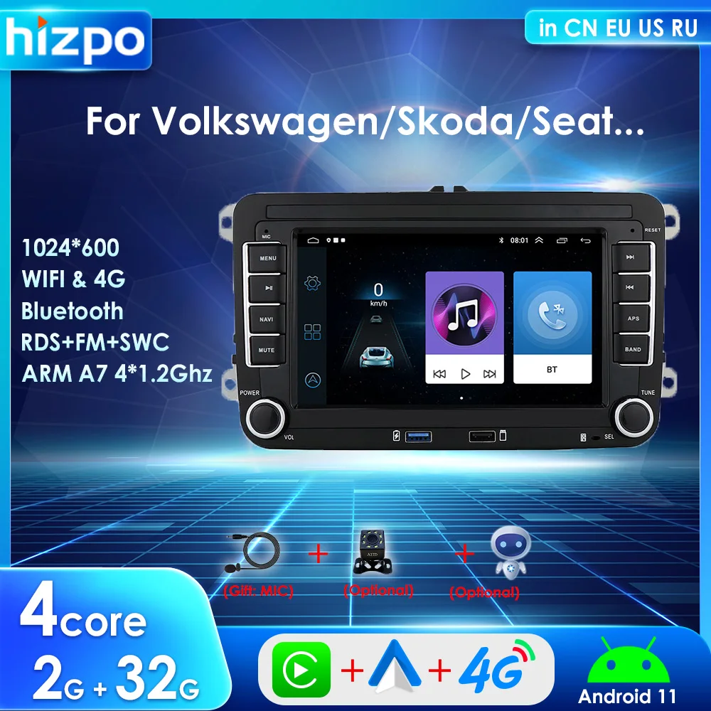

Автомагнитола Carplay Android для VW Golf Passat Polo B6 B7 Jetta Tiguan Touran Skoda Seat стерео Мультимедийный плеер GPS SWC RDS
