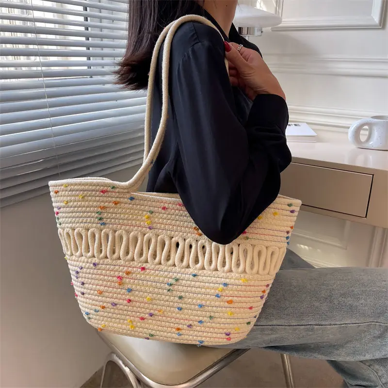 2022 New Grass Capital Fashion Trend Weaving Bags Beach Bags Large -capacity Tot Basket Basket Bag