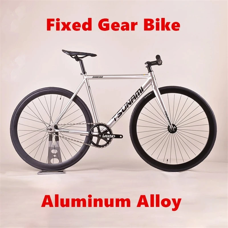 

TSUNAMI SNM100 Fixed Gear Bike Aluminum Alloy Frame Single Speed Track Bicycle Flat Spokes Wheel Bearing Hub V Brake DIY Rims