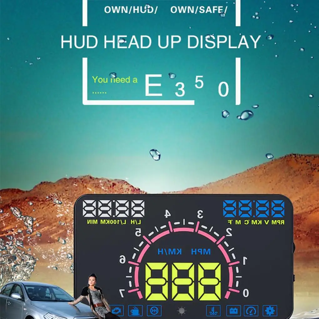 

Проектор скорости двигателя автомобиля E350 5 8, цифровой дисплей на лобовое стекло, HUD OBD2