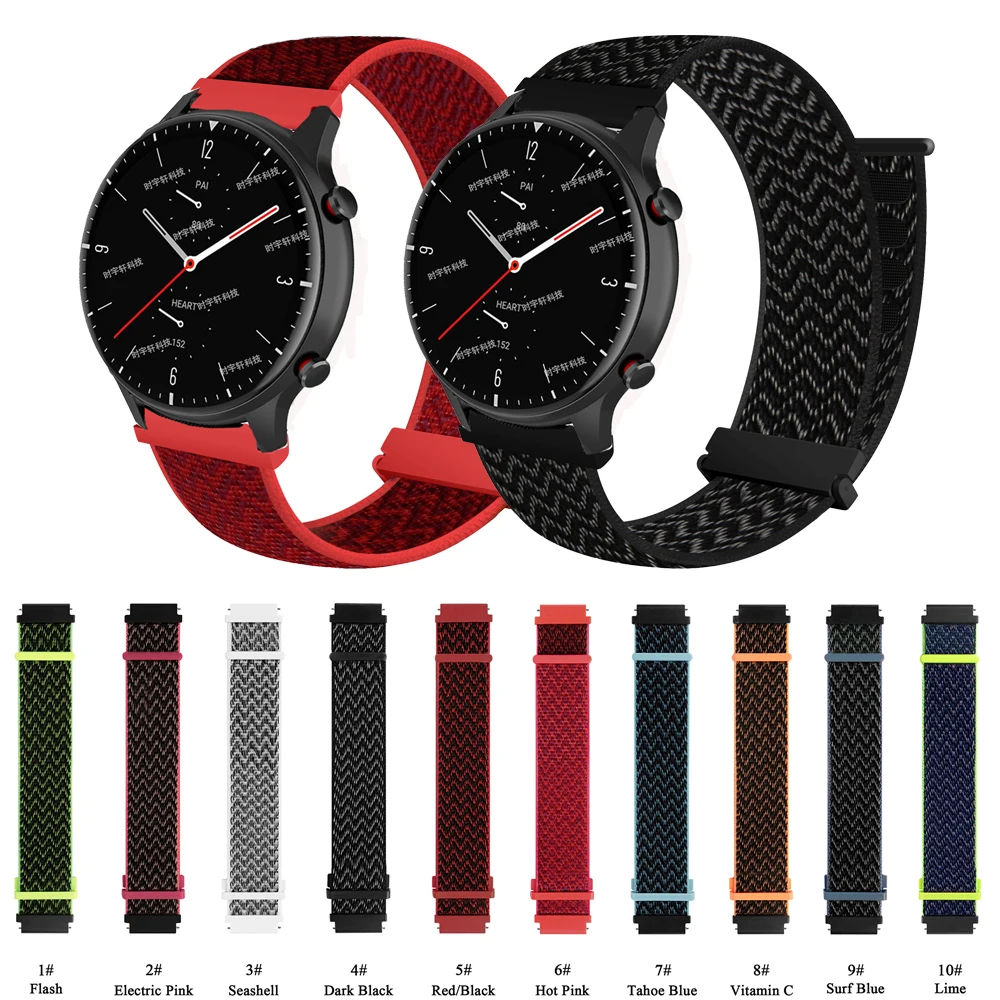 

Ремешок нейлоновый для смарт-часов Amazfit Pace/Stratos 2 2S 3, сменный спортивный браслет для Amazfit GTR 47 мм/GTR 2 2E, 22 мм