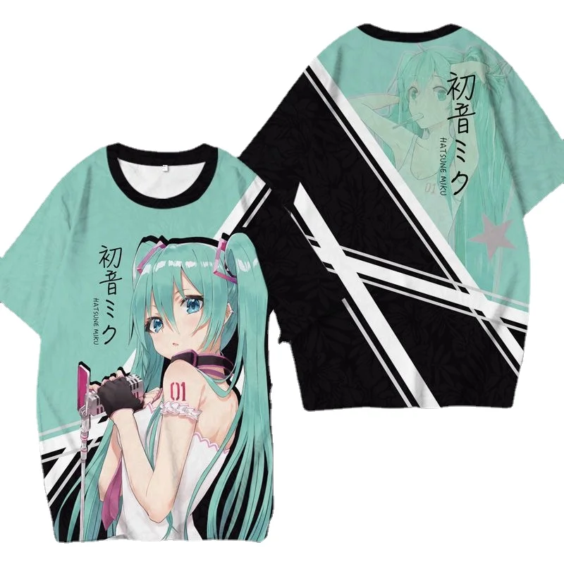 

NEW Japanese Hatsune Miku creative t-shirt men and women summer miku anime cartoon round neck short-sleeved half-sleeved loose