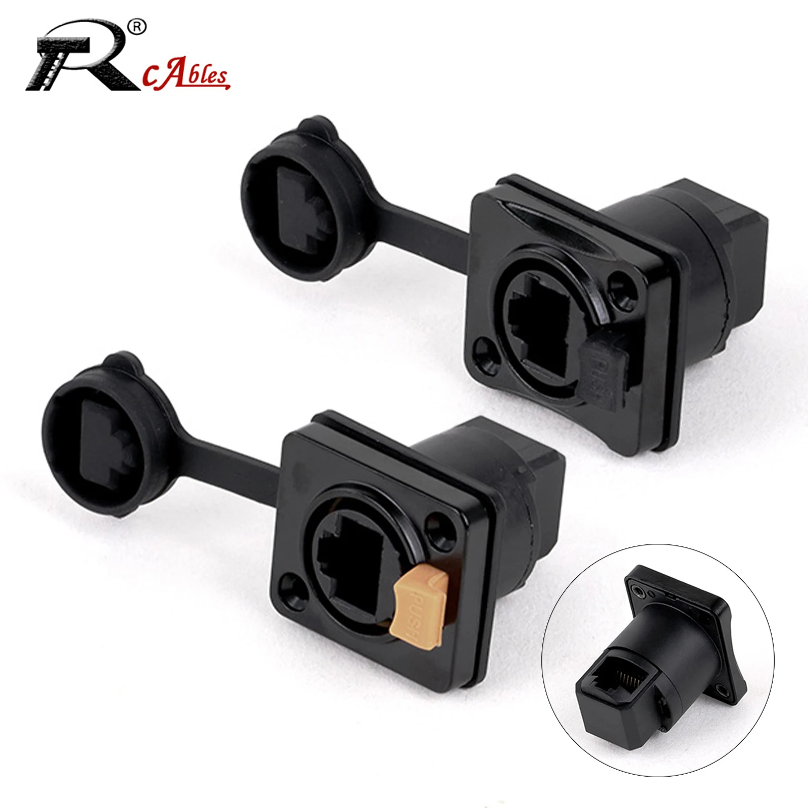 1 шт. черный водонепроницаемый сетевой разъем RJ45 IP65 панель с резиновой крышкой 8P8C
