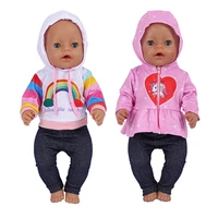 new jacket 43 cm doll clothes rainbow hoodies baby born clothes reborn doll accessories doll customizing supplies girl toys gift