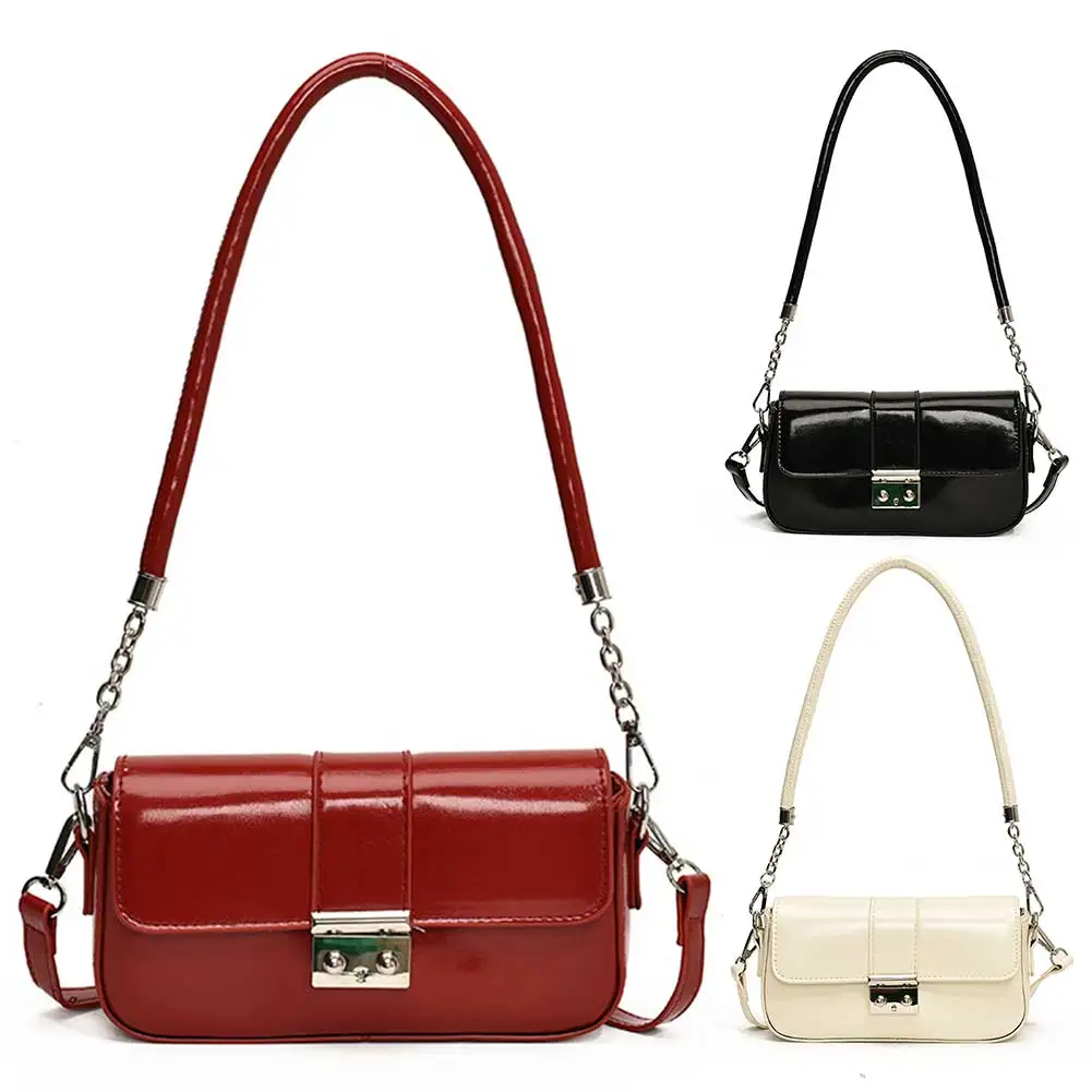 Женская блестящая сумка на плечо из искусственной кожи простая для подмышек