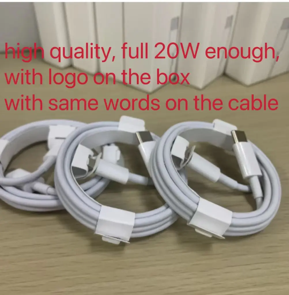 

20PCS PD 60W Fast Charging USB C Cable 1M 2M For Phone Cable 13 14 Pro 12 11 Pro Max XS 20W PD 8 Pin To Type C cable with box