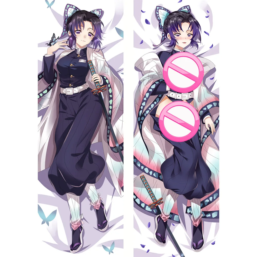 

50x180cm Anime Game Cosplay Genshin Impact Kochou Shinobu Kimetsu no Yaiba Dakimakura Pillow Case Hugging Full Body Prop