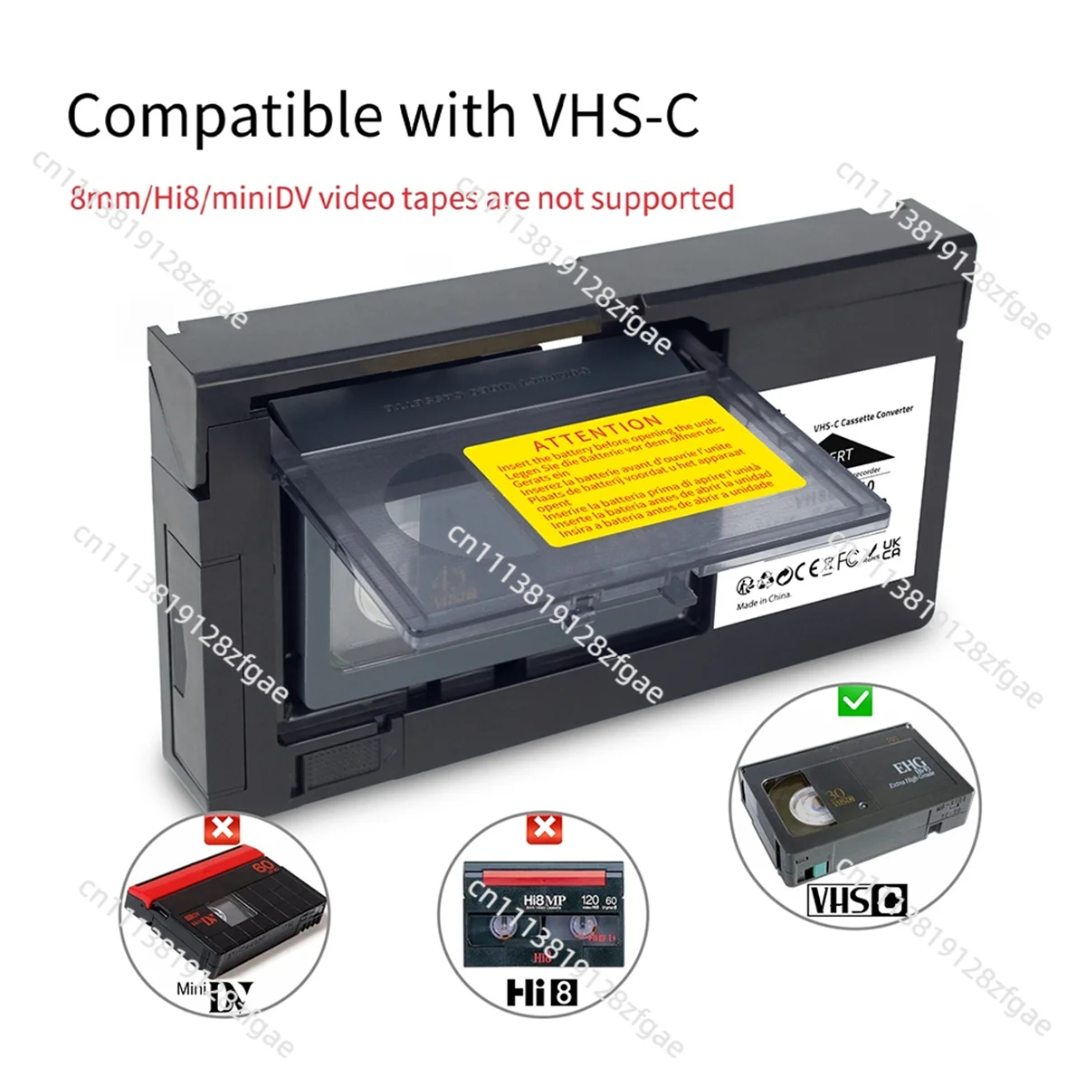 Фото Адаптер для видеокассет VHS в VHS-C, конвертер для кассет 1/2 дюйма, не совместим с MiniDV Hi8 №1