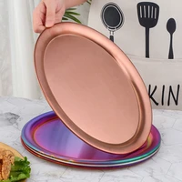 color stainless steel snack plate oval plate home kitchen metal flat bottom fish plate barbecue restaurant western sausage plate