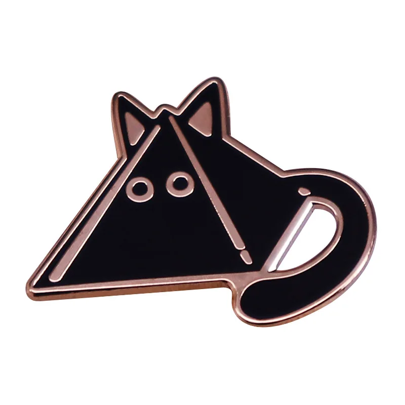 

C1860 Волшебная кошка жесткая эмалированная булавка милые Мультяшные животные треугольные черные коты брошь Модный Рюкзак булавка Декор уни...