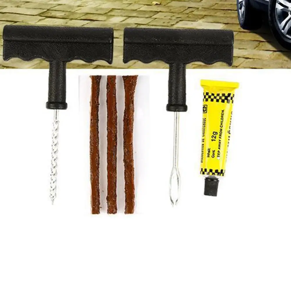 

Набор инструментов для ремонта шин, комплект с резиновыми полосками для вилки, дрели, портативный аварийный комплект для ремонта шин, аксес...