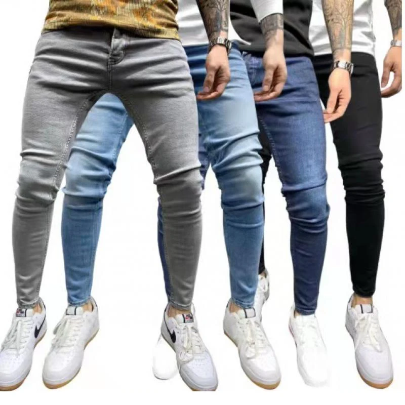 Men's Fashoin Streetwear Long Pants Trousers Men Slim Fit Pencil Jeans Straight Classic Denim Trousers Casual Male Cowboy Pants