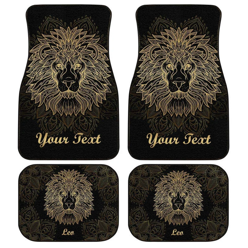 

Personalized Leo Car Floor Mats Customize Name Zodiac Car Accessories 4PCs Pack