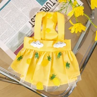 small dog dress cat summer yellow skirt cloud strawberry pineapple embroidered piece mesh skirt designer dog clothes chihuahua