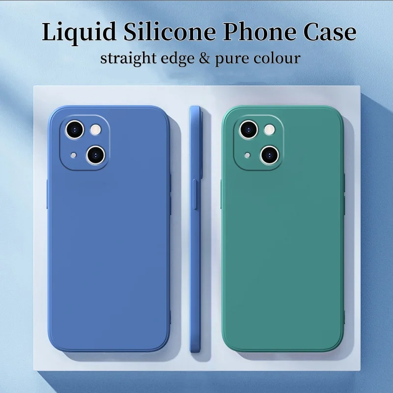 Чехол для телефона из жидкого силикона iPhone 14ProMax чистый цвет прямой край iphone14