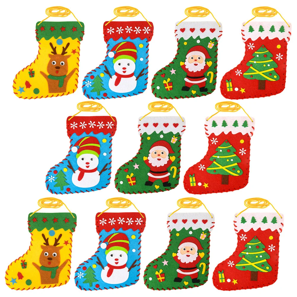 

Christmas Craft Diy Felt Stockings Ornaments Handmade Xmas Felt Stocking Sewing Kit Kids Santa Snowman Reindeer Tree Wall Door