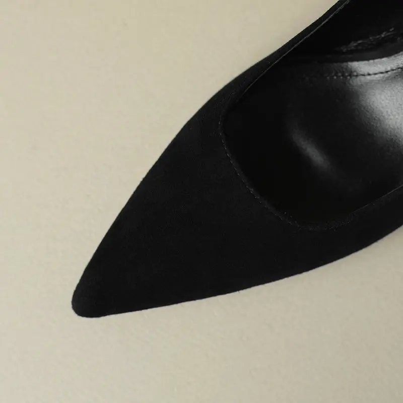 Pointed Toe Commuter Pumps Women Concise Kitten Heels Shoes Office Lady Spring Autumn Genuine Leather Comfy Soft Size 34-40