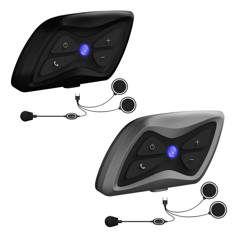 

E9LF T6Plus Bluetooth-compatible Intercom 1500M Motorbike Helmet Communication System Headset Universal Wireless Interphone