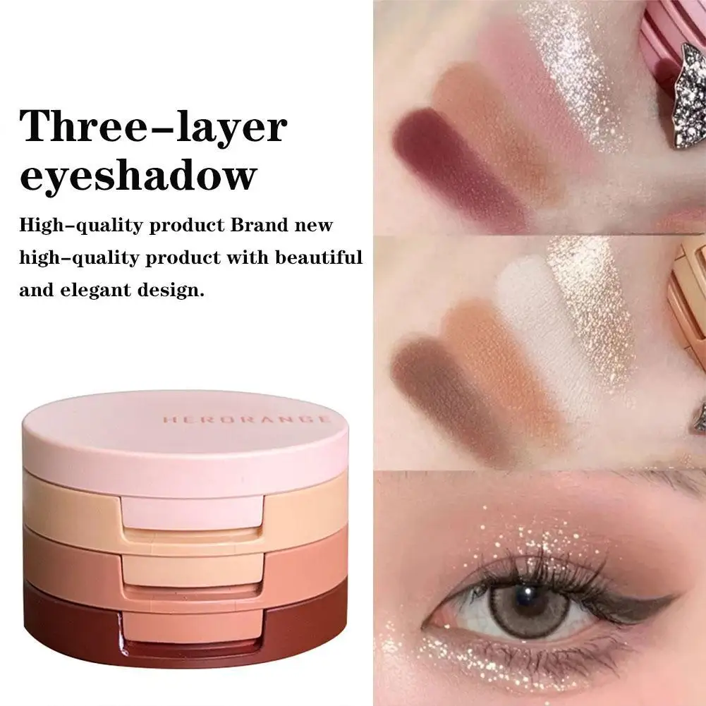 

3 In 1 Matte Highlighter Blush Palette Pearly Blush Shiny Silkworm Eyeshadow Shimme Brighten Face Contour Powder Makeup Palette