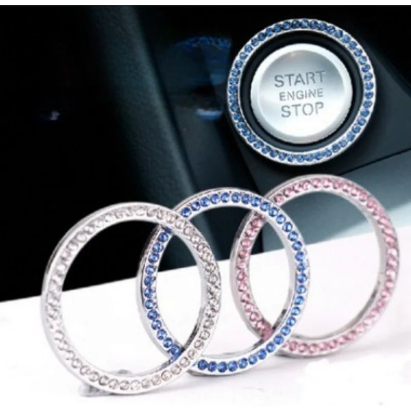 

Car One-Click Engine Start Stop Switch Button Cover Crystal Rhinestone Cover Protector Ring Hand-set Sticker Decoration