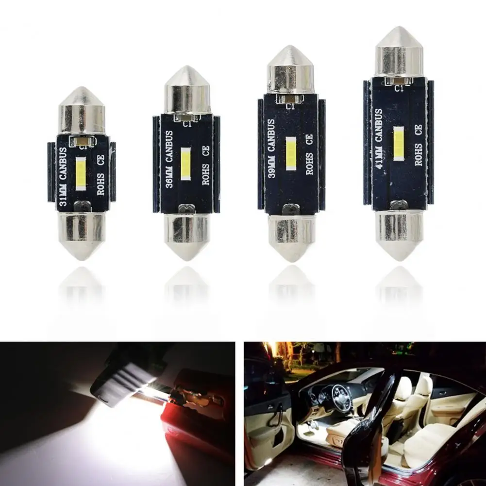 1PC Festoon CSP LED Bulbs Super Bright 31mm 36mm 39mm 41mm C5W C10W Car Dome Light Canbus No Error Auto Interior Reading Lamps