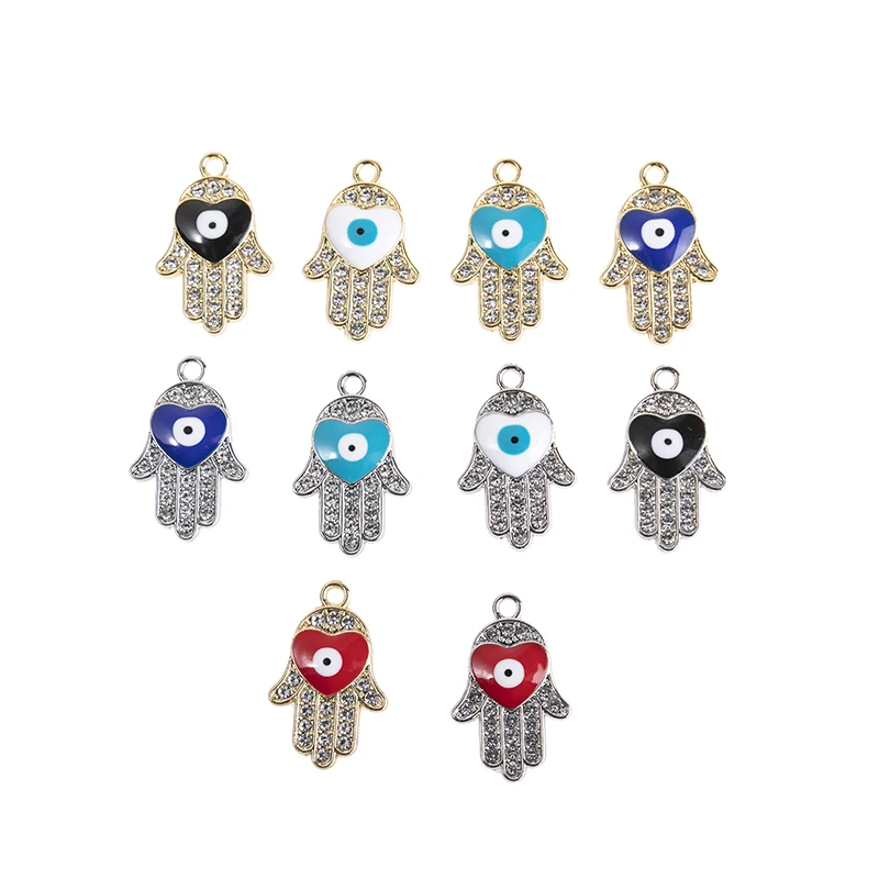 HEYUYAO 10 шт./лот Смешанные Подвески в форме сердца глаз пальмы горного хрусталя