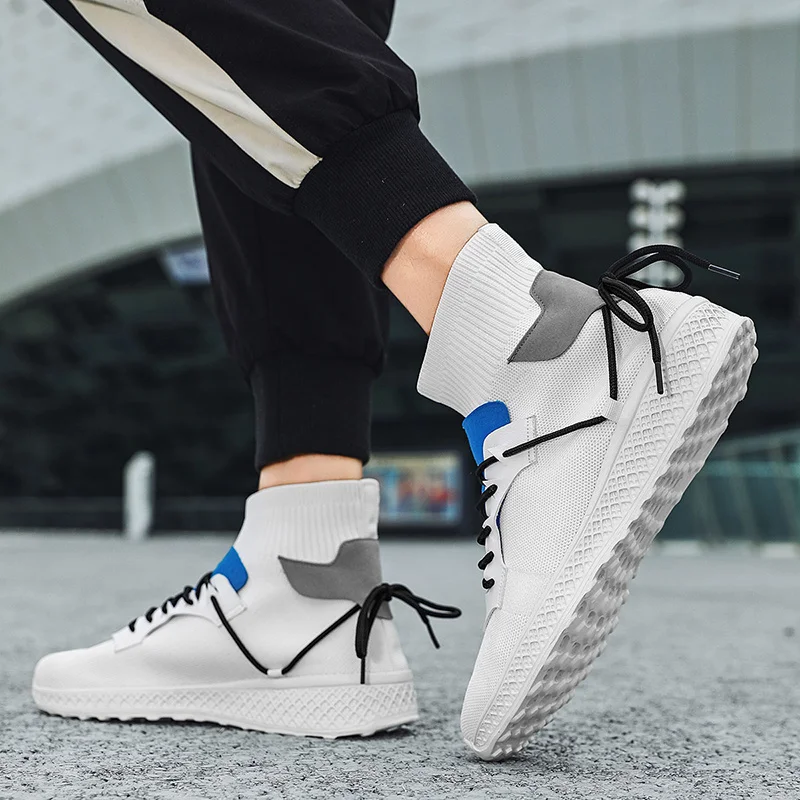 2022 New Hot Sale High top Sport Running Shoes For Man Socks Athletic Shoes Men Ultralight Sneakers Men Mesh Jogging Trainers