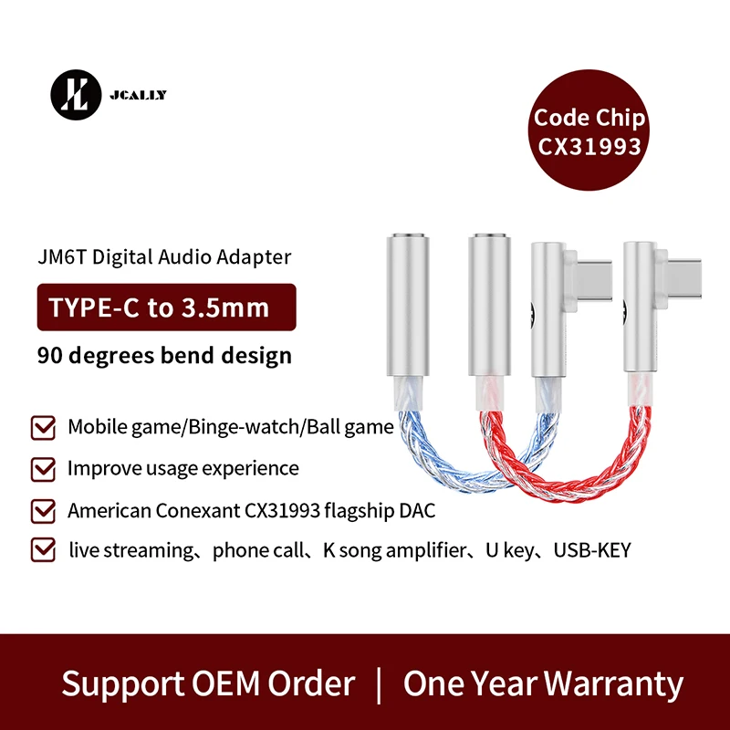 Цифровой портативный декодирующий аудиоусилитель jdly JM6T CX31993 DAC Type-C до 3 5 мм Hi-Fi 32