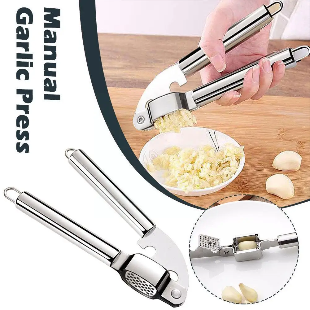 

Garlic Press Crusher Mincer Kitchen Stainless Steel Press Garlic Smasher Tool Accessories Kitchen Grinding Squeezer Manual C1g9