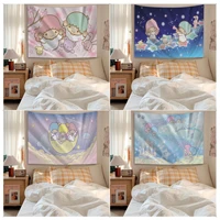 bandai cartoon cute little twin stars chart tapestry japanese wall tapestry anime decor blanket
