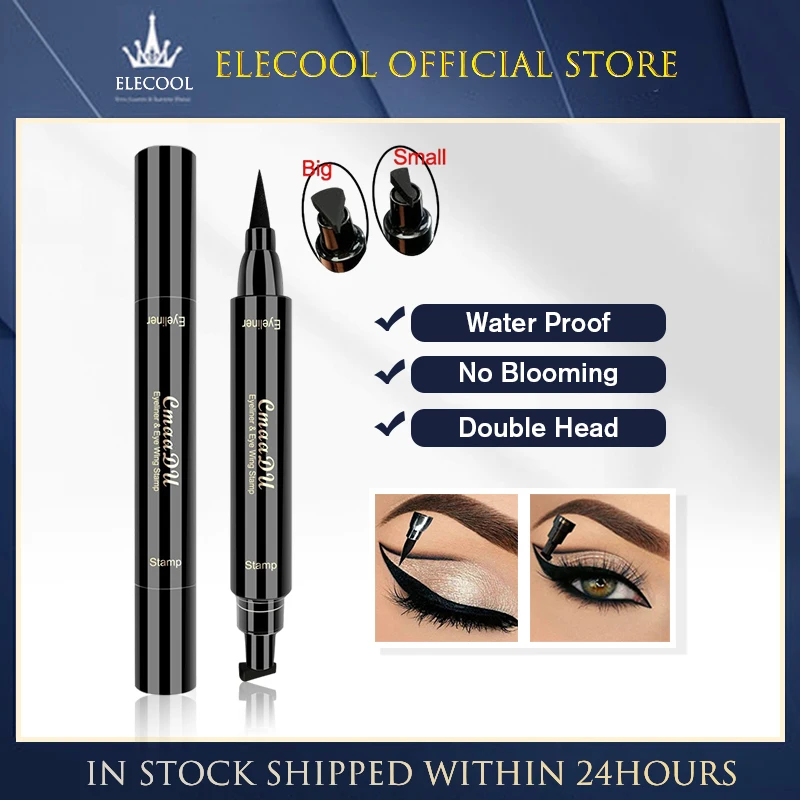 

Black Eyes Liner Liquid Makeup Pencil Waterproof No Blooming Double-ended Eyes Make Up Stamp Liner Pen Fast Dry maquiagem TSLM1