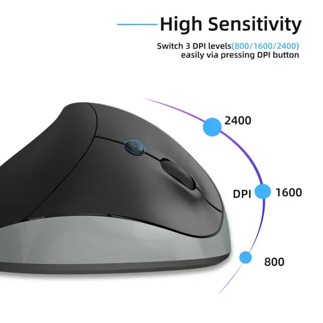 Ergonomic Desktop Upright Mouse Portable Ergonomic Wireless Vertical Mouse Usb Receiver Optical Mice For Pc Laptop Office Home 2