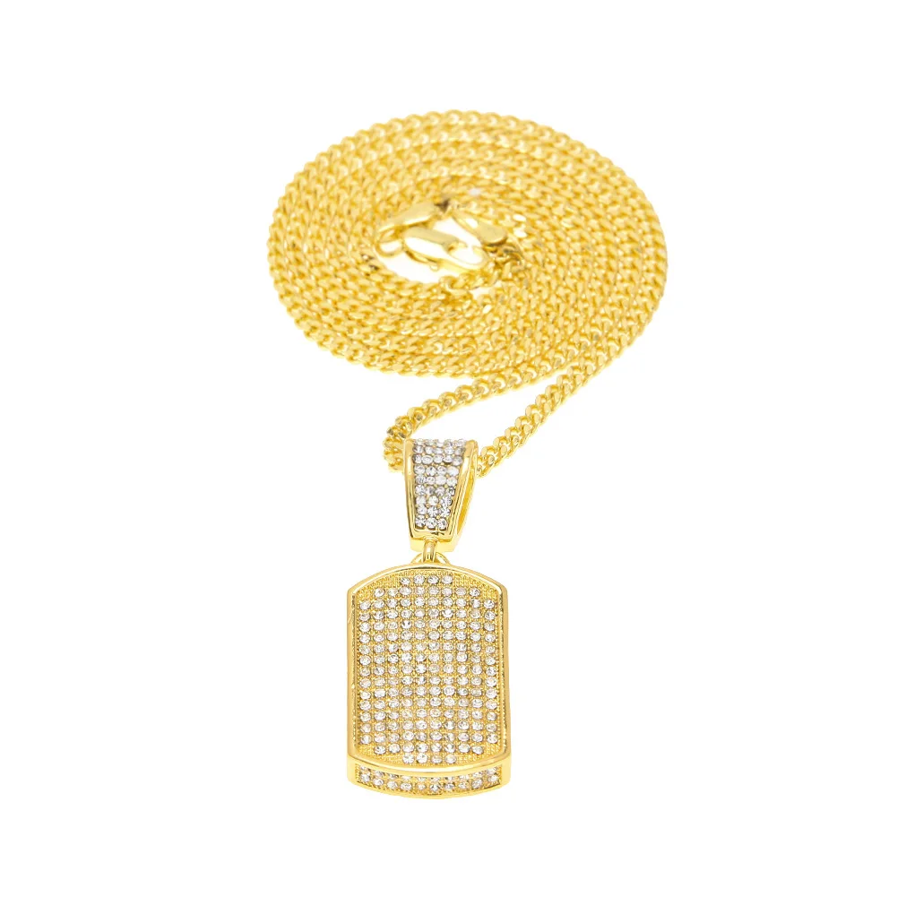 

Hot - selling Hip Hop Pendant with Tiny Diamonds on Four Sides Gold Chain with Pendant for Men