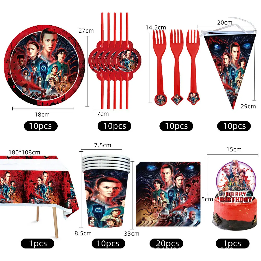 Товары для дня рождения очень странные дела скатерть нож вилка столовая посуда