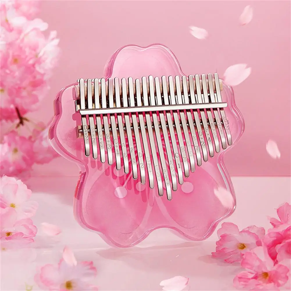 1 Set Cherry Blossoms Shape Kalimba Thumb Piano 17/ 21-Tone Acrylic Finger Piano Keyboard Instrument Christmas Perfect Gifts