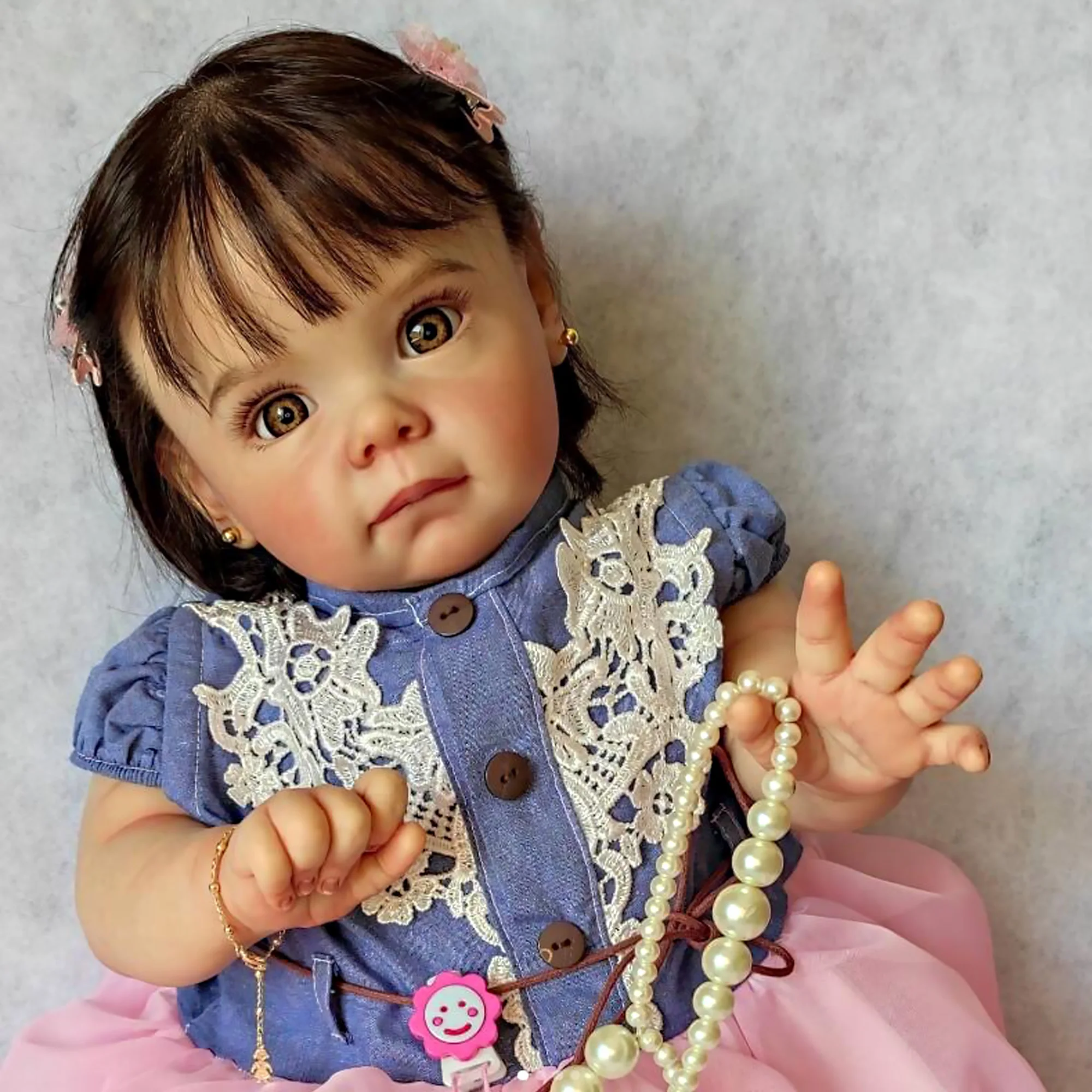 

Finished Doll Maggie 22 Inch Bebé Reborn Doll Hand Made Painted Realistic Baby Doll With Rooted Hair Doll Toys Muñeca Para Niña