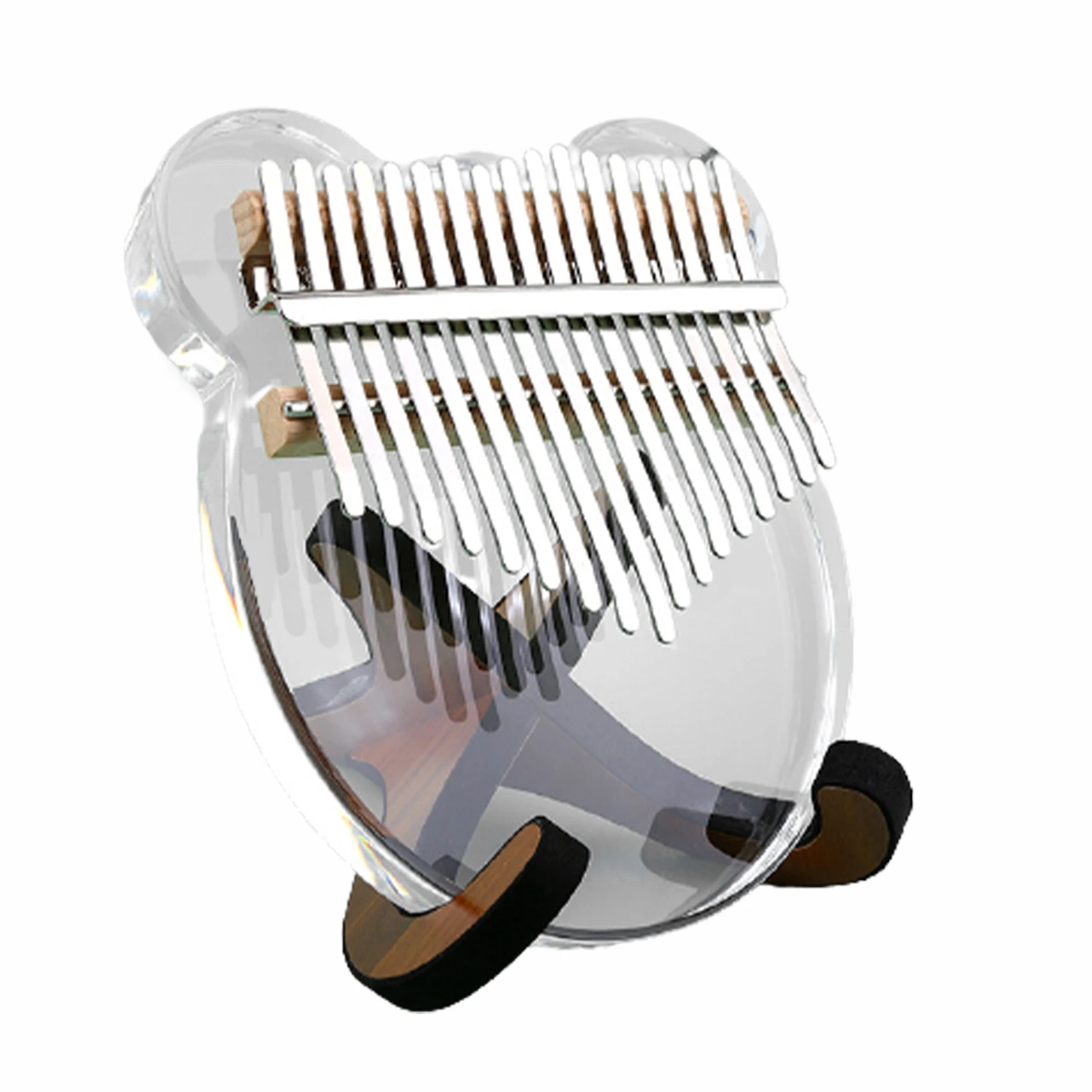 

Mini Acrylic Kalimba Transparent Musical Instrument Wood Base Beginner 17 Keys Handheld Portable Thumb Piano Finger Board Gift