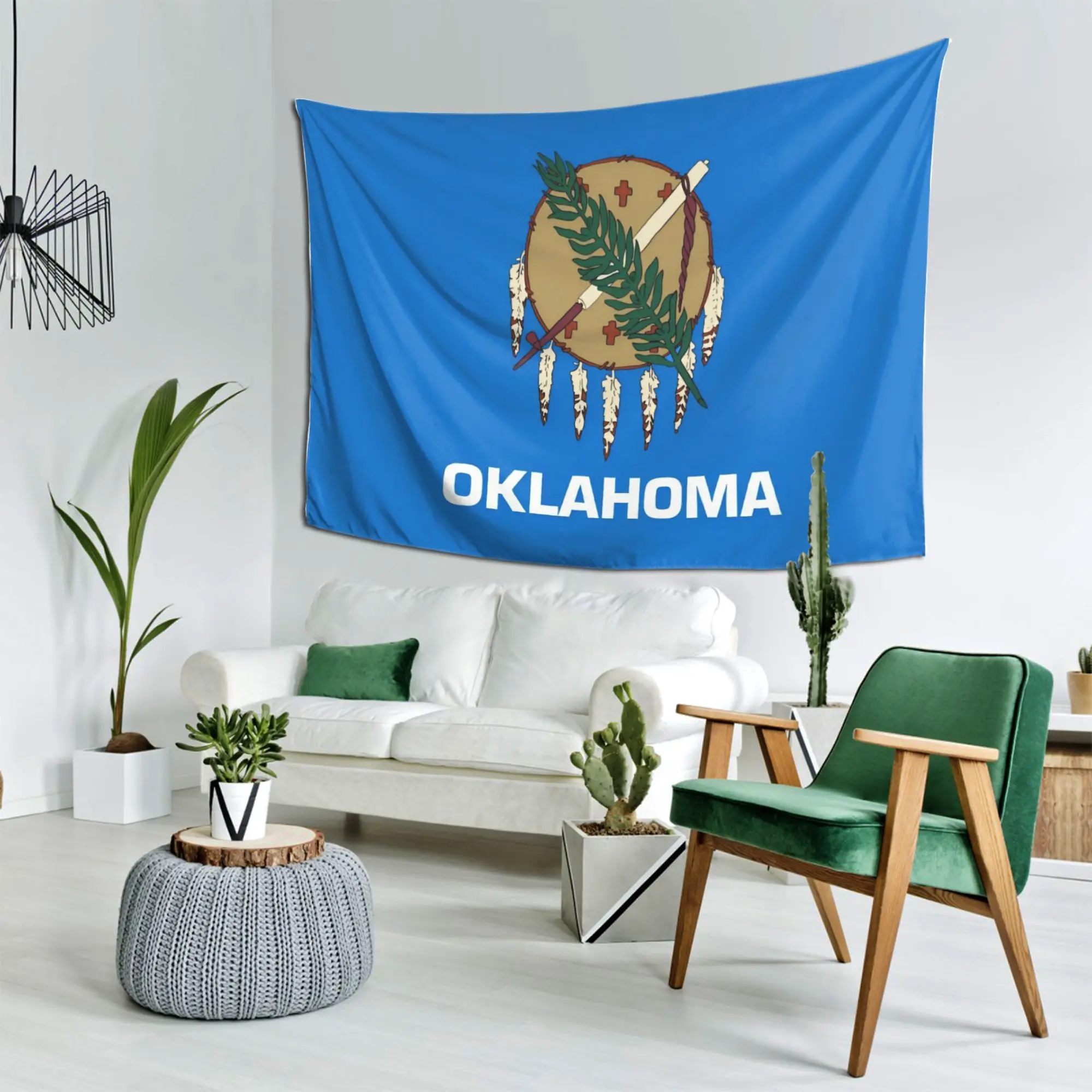 Гобелен с флагом штата Оклахома — современное настенное искусство для домашнего