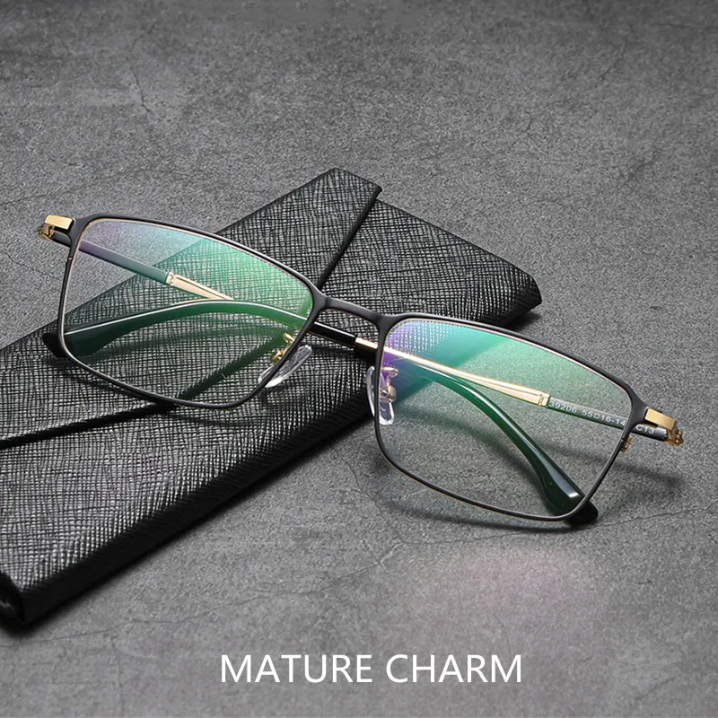 

New Square Retro Casual Metal Alloy Eyebrow Eyeglasses Frame High Quality Textured Men's Glasses Can Be Customized Prescription