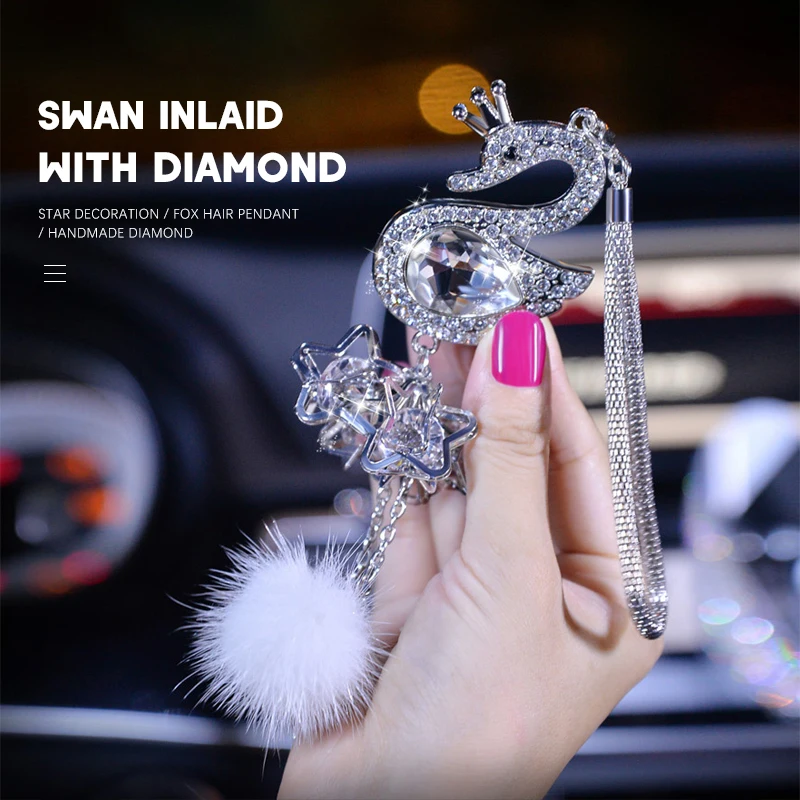 

Автомобильный модный бархатный подвесной лебедь класса 5а, алмазный кристалл 250 мм, подвесное украшение, аксессуары для интерьера