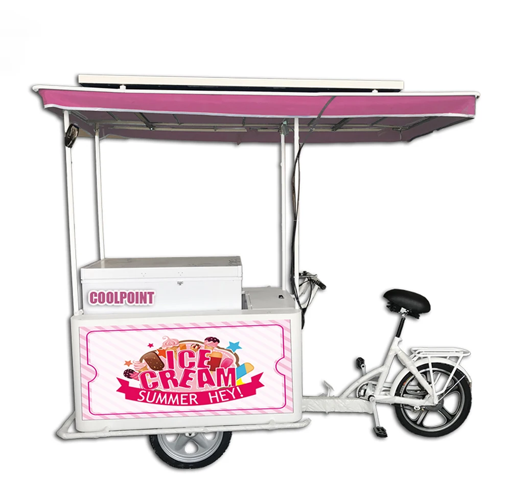 

Electric ice cream tricycle/CART/bike for sale cabin cargo tricycle with freezer for food delivery