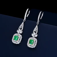 solid 925 sterling silver emerald topaz earring for women trendy green emerald cnorigin silver 925 jewelry drop earrings girls