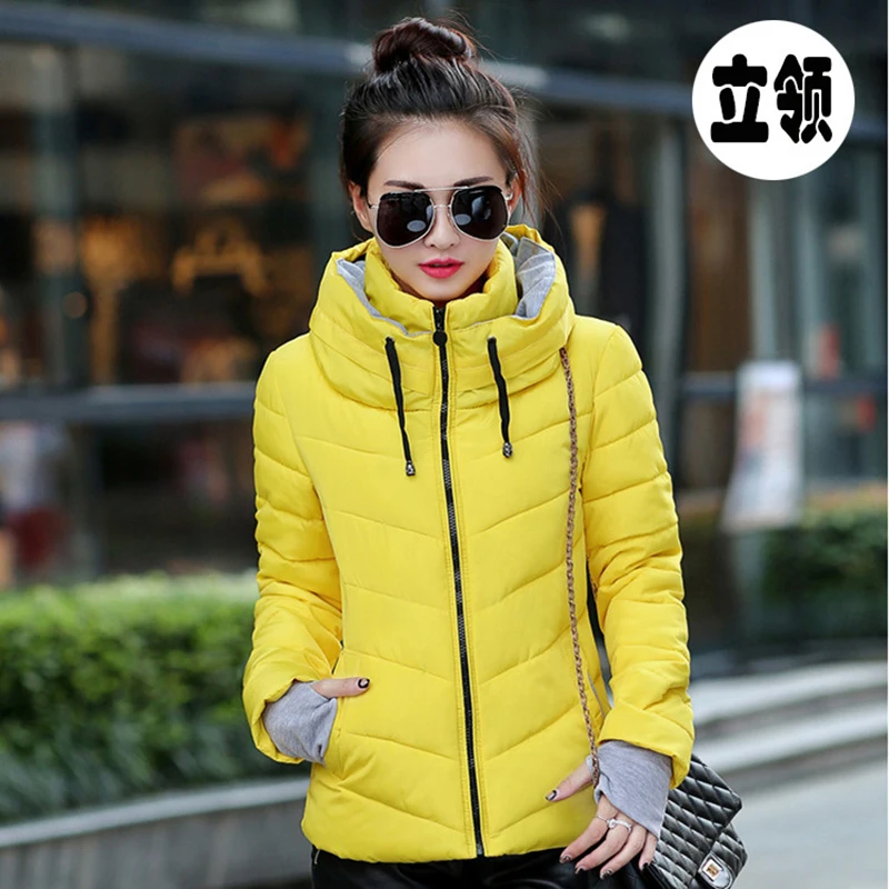 2022 Winter Jacket Women Clothes Womens Parkas Thicken Outerwear Solid Coats Short Female Slim Cotton Padded Basic Tops Hiver