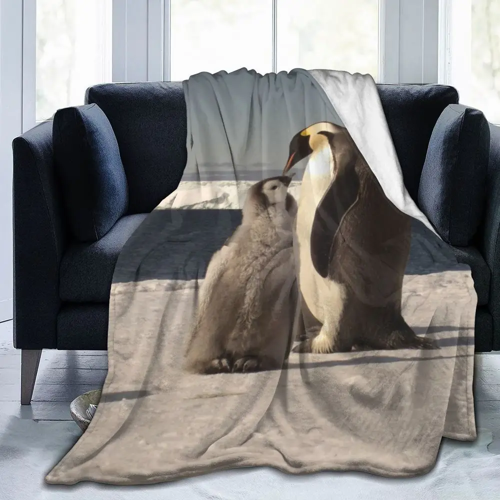 

Fashion animal 3D printing Penguin printed blanket bedspread blanket retro bedding square picnic wool soft blanket