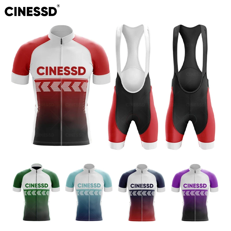 

CINESSD Men Cycling Bicycle Suit Maillot Ropa Ciclismo Team Cycling Jersey Sets Summer Cycling Clothing MTB Bike Clothes Uniform
