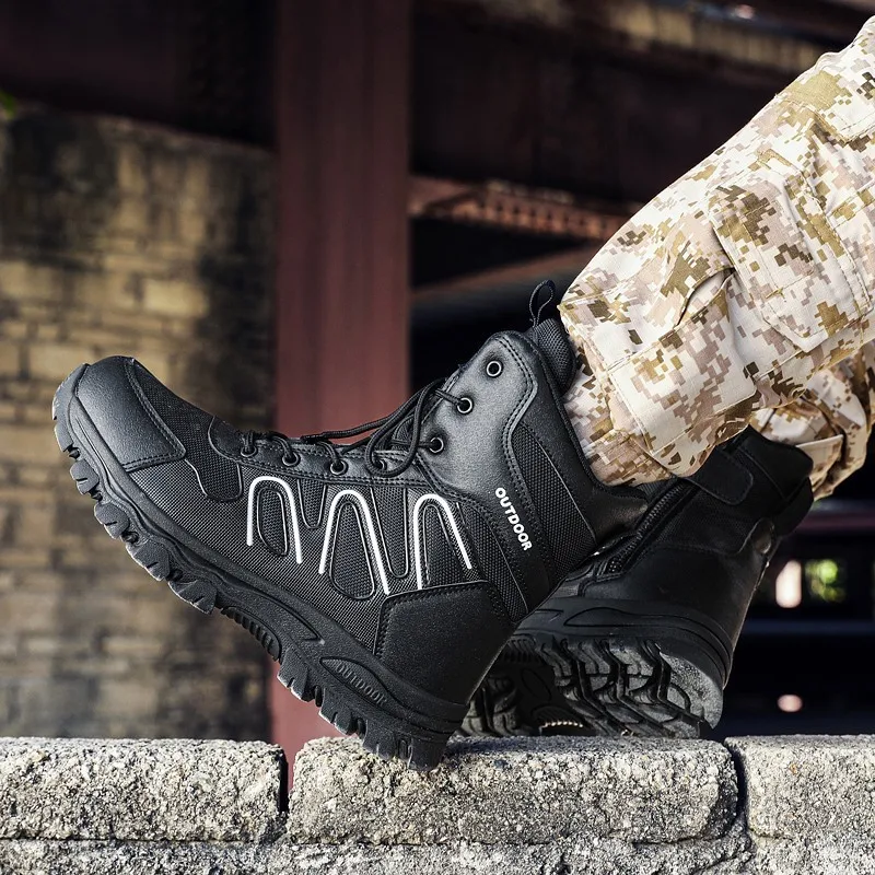 JIEMIAO Men Hiking Shoes Plus Size Military Desert Training Tactical Combat Army Boots Non-Slip Outdoor Mountain Trekking Shoes